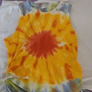 Tie-Dye Sleeveless Top - Yellow and Orange